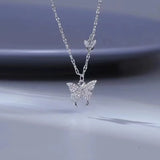 Flyshadow Fashion Women Crystal Zircon Pendant Necklace for Women Girl Crystal Chain Necklace Punk Party Jewelry butterfly necklace