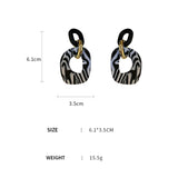 Flyshadow Big Black White Earrings Female Acetate Plate Animal Zebra Pattern Exaggerated Geometric Earrings Jewelry Accessories