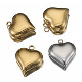 Flyshadow 5pcs Solid Inner Stainless Steel Love Heart Pendants Charm Gold Color 16x18mm Charms for Necklace Bracelet Chains DIY Ornaments