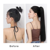 Flyshadow 30inch Straight Drawstring Ponytail Red Natural Straight Pony Tail Hairpiece Synthetic Fibre Clip in Horse Tail Hair Extension