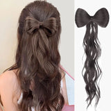 Flyshadow Bow Half-Tied High Ponytai Hairpin Chicken Feather Wig Braid Hair Clip Hair Pin Braid Wig Braid Fluffy Styling Hair Accessories