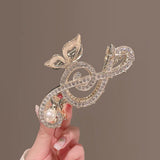 Flyshadow New Women Elegant Music Note Shape Hair Clips Luxury  Rhinestone Decor Ponytail Claw Clip ACCESSORI FOR GIRL Heawear accessory