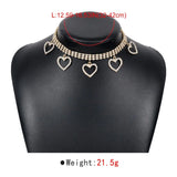 Flyshadow Exaggerated Golden Love Full of Rhinestones Shiny Women's Necklace Luxury Wedding Party Clavicle Chain For Women Fashion Jewelry