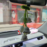 Flyshadow Car Interior Hanging Accessories Cute Car Accessories Bellflower Hand Knitted Car Pendant Rear View Mirror Accessories Hanging