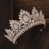 Flyshadow Luxury Crystal Wedding Crown Baroque Rhinestone Bride Tiara Headwear Queen Diadem Banquet Birthday Wedding Accessories