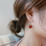 Flyshadow Needles Simple Small Love Pearl Stud Earrings Korea Fashion Girl Earrings Valentine'S Day Gift Heart Earrings