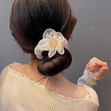 Flyshadow Elegant Flower Hair Ropes Women High Elastic Princess Hair Rings Ponytail Holder Rubber Band Scrunchies Daily Hair Accessories