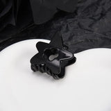 Flyshadow Y2K Black Star Clamping Clip Fashion Sweet Black Hollow Pentagram Flower Spicy Girl Punk Shark Hair Claw Hair Pins Barrettes