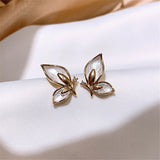 Flyshadow New White Enamel Oil Butterfly Stud Earrings for Women Cute Insect Girl Small Gift Korean Fashion Sweet Golden Color Jewelry