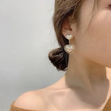 Flyshadow New Love Diamond Pearl Earrings Small and Luxury Light Luxury High Grade Versatile Earrings for Women