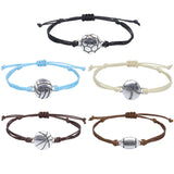 Flyshadow Sport Style Adjustable Inspirational Wax Cord Bracelet For Women Men Soccer Baseball Basketball Woven Rope Bracelet Ball Charm