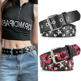 Flyshadow Women's Belt Fashion Pentagonal Star Belt Y2k Belt Camouflage Punk Hiphop Rock Men's Belt Paired With Jeans Belt Pu Leather Belt