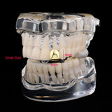 Flyshadow HipHop Classic Single Teeth Grillz Golden Tooth Caps Decor 14K Gold Plated Dental Grills Body Jewelry For Women Men