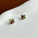 Flyshadow Simple Crystal Flower Earrings for Women Colorful Jewelry Cute Sweet Small Square Stud Earrings Accessories