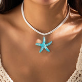 Flyshadow y2k Large Resin Starfish Pendant Necklace for Women Trendy Summer Beach Vacation Jewelry on Neck Fashion Accessories Female