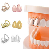 Flyshadow Hip Hop Teeth Grillz Men Women Gold Silver Color Single Tooth Grillz Cap Dental Grill Punk Rapper Teeth Cap Halloween Cosplay