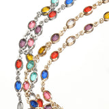 Flyshadow 1meter Glass Crystal Oval Beads Copper Chain for Necklace Bracelet Jewelry Making DIY Bohemian Colorful Chains