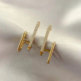 Flyshadow New Design Irregular U-shaped Rhinestone Earrings For Woman Korean Fashion Jewelry Unusual Accessories For Halloween Party Girls