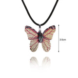 Flyshadow Cute Colorful Butterfly Necklace For Women Girls Natural Real Leaf Cut Butterflies Shape Aesthetic Rope Pendant Necklace Jewelry