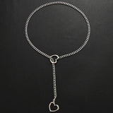 Flyshadow 1 Pc Fashion Love Heart Thick Chain Exaggerat Personality Simple Silver Colour Necklace Men Women Daily Party