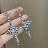 Flyshadow Fashion Moon Butterfly Shape Tassel Earring Korean Edition Earrings Temperament Fairy Jewerly Accessories for Women