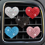 Flyshadow Heart-shaped Car Air Outlet Clip Creative Rhinestone Car Air Conditioning Air Outlet Perfume Decoration Clip Car Accessories