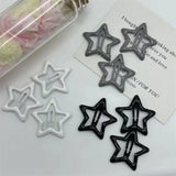 Flyshadow 10 Pcs/Lot New Star Snap Clip For Girl Barrettes Black Hairpin White Gray Hair Clip Fashion Women Accessories