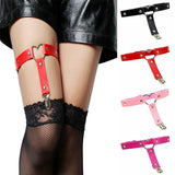 Flyshadow Punk Love Shape Leather Leg Chain Neo-Goth Street Dance Leg Ring Garter Women Body Jewlery Accessories