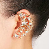 Flyshadow European and American Fashion Earrings Temperament Rhinestones Metal Spider Web Earrings Earrings