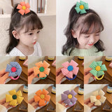 Flyshadow 1pc Handmade Colors Plaid Flower Elastic Hair Bands Cute Candy Color Sunflower Hair Rope Children Ponytail Holder Accessories