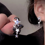 Flyshadow Fashion Exquisite Shining Zircon Stars Drop Earrings Girls Simple Design Ear Studs Women New Korean Trendy Jewelry Gifts