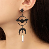 Flyshadow Gothic Halloween New In Ornaments Jewelry For Women Vintage Exaggerate Diablo System Black Bat Water Drop Stone Fashion Earrings