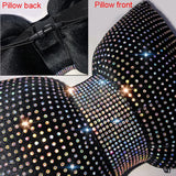 Flyshadow 1PC Diamond Crystal Bowknot Car Neck Pillow Rhinestone Auto Headrest Seat Support Waist Pillows Bling Car Accessories for Women