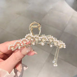 Flyshadow Women's Fashion Hair Clip Pearl Fan Tassel Back of Head Butterfly Clips Fashion Hair Accessories for Women Creative Gifts