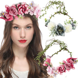 Flyshadow New Flower Headband for Women Big Daisy Floral Crown Wedding Boho Garland Hair Flowers Bride Headwear Beach Hair Accessories