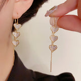 Flyshadow French Sweet and Simple Love Tassel Earrings with Advanced Sense Super Immortal Appearance Long Earrings Jewelry Accessories