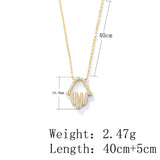 Flyshadow layering clap Hamsa Hand Necklace Gold Plated Hollow Cubic Zirconia Pendant gold plated necklace