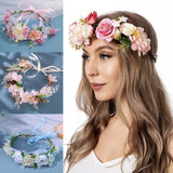 Flyshadow Women's Headband Floral Flowers Wedding Garland Hairbands Handmade Ladies Hairband Bride Headdress