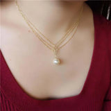 Flyshadow France Natural Pearl Women Pendant Necklace Classic Simple Korea Design Neck Chain Choker Boutique Pearl Jewelry Birthday Gifts