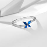 Flyshadow Original Sapphire Zirconia Butterfly Flower 14k Yellow Gold Plated Ring for women