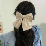 Flyshadow Oversized Bow Hair Accessories Fashion Y2k Satin Ribbon Hairpins Clips Big Bow Hairpins Women Girls Satin Ladies Hairpins Cute