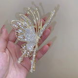 Flyshadow New Fashion Hair Claw grace Butterfly Hair Clip Women Rhinestones Luxury Exquisite Hairpin Shark Clip Hair Accessories Heawear