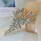 Flyshadow New Elegant Angel Hair Claw Clips Shiny Rhinestone Metal Angel Dancer Hollow Ponytail Claw Clip Hair Clip WOMAN HAIR CLIP tiara