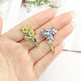 Flyshadow New Elegant Sunflower Brooches Enamel Pins Metal Daisy Flower Pin For Women Clothes Backpack Badge Jewelry Gifts