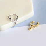 Flyshadow Korean Version of Fashionable Jewelry Is Exquisite Simple Cute Small Without Ear Holes It Is Full of Diamonds Ear Clips Earrings