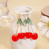 Flyshadow New Fashion Red Crystal Cherry Temperament Earrings For Women Personalized Party Jewelry Gifts