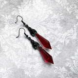 Flyshadow Black Bat Earrings with Red Teardrop Beads, Earrings, Gothic Jewelry,Alternative Jewelry,Gothic Gift for Her,Bat Lover,Halloween