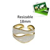 Flyshadow Retro Gold Color Double Oil Drip Open Rings for Women Luxury Irregular Adjustable Finger Ring New Trendy Wedding Jewelry