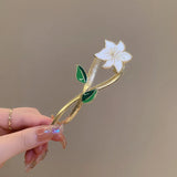 Flyshadow New Elegant Bellflower Frog Buckle Hairpin Metal Ponytail Hair Clips Sweet Hair Claw Fashion Headwear ACCESSORI FOR GIRL