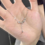 Flyshadow Simple Silver Color Alloy Leaf Clavicle Chain Necklace For Women Trendy Crystal Choker Fashion Jewelry Women's Accessories